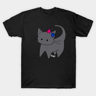 Bisexual Pride Russian Blue Kitty Ear Bow T-Shirt